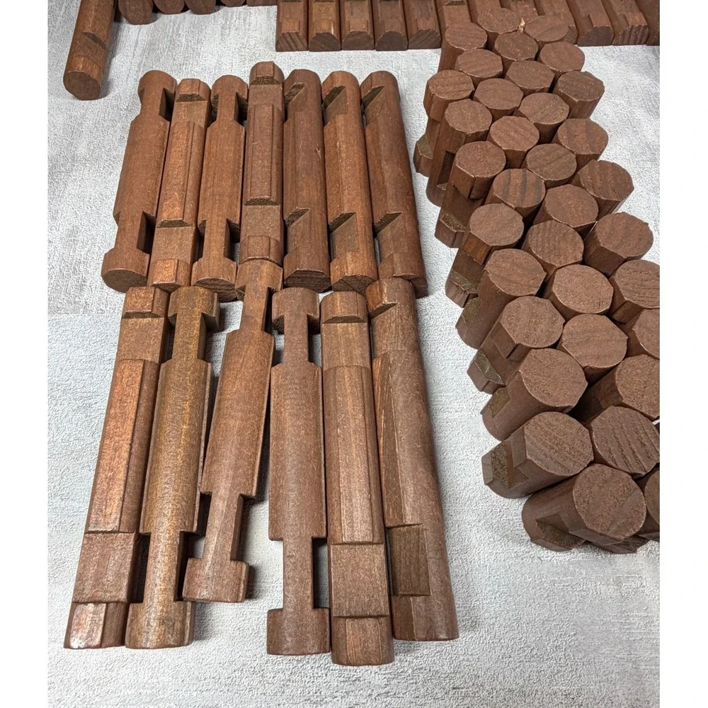 Vintage Lincoln Logs Wooden Building Set Replacement Pieces Green Roof Slats Lot